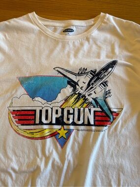 Old Navy White Top Gun Graphic Tee with Jet Illustration